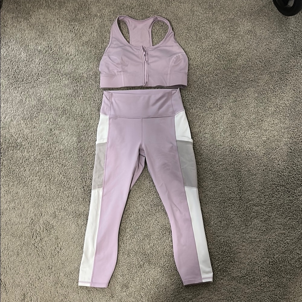 Fabletics Lavender and White Leggings Set